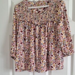 Floral Smocked Women's Top Size S